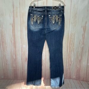 Miss Me Classic Bling Dark Wash Mid- Rise Bootcut Blue Denim Jeans (32)